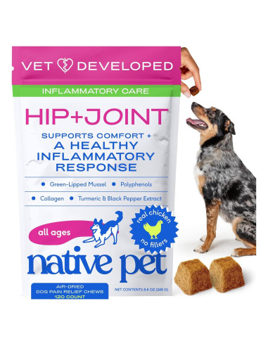 Suplemento Articular para Perros Native Pet - Alivio Natural del Dolor - 120 Masticables
