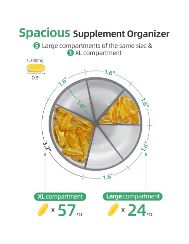 Botella Organizadora de Suplementos PULIV Grande - 6 Compartimentos