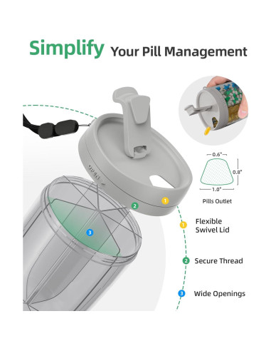 Botella Organizadora de Suplementos PULIV Grande - 6 Compartimentos