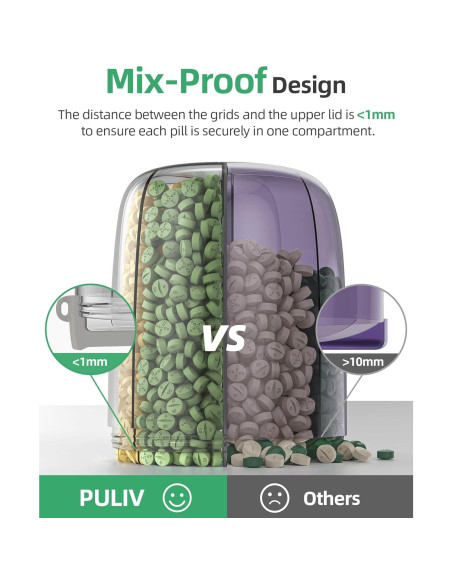 Botella Organizadora de Suplementos PULIV Grande - 6 Compartimentos