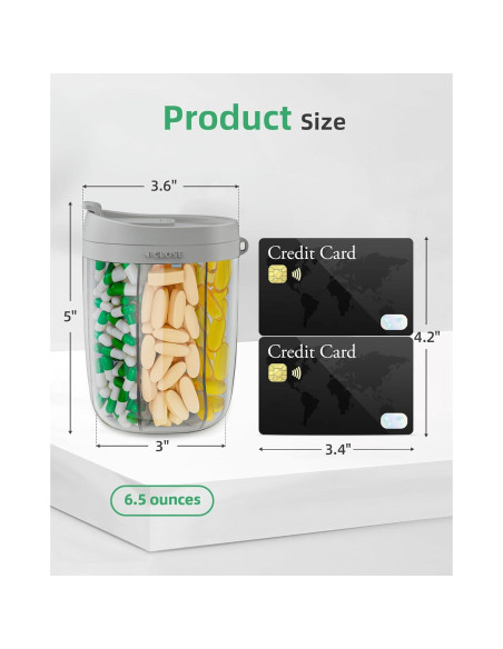 Botella Organizadora de Suplementos PULIV Grande - 6 Compartimentos