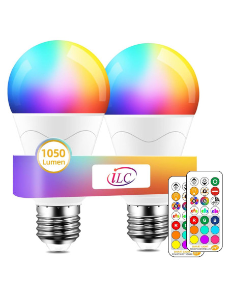 Bombilla LED iLC 12W RGB Control Remoto 2700K Paquete de 2