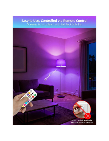Bombilla LED iLC 12W RGB Control Remoto 2700K Paquete de 2