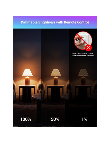 Bombilla LED iLC 12W RGB Control Remoto 2700K Paquete de 2