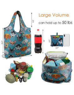 BeeGreen Bolsas de Compras Reutilizables 6 Piezas Diseño Animales 2