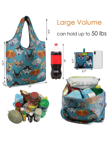 BeeGreen Bolsas de Compras Reutilizables 6 Piezas Diseño Animales