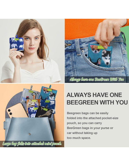 BeeGreen Bolsas de Compras Reutilizables 6 Piezas Diseño Animales