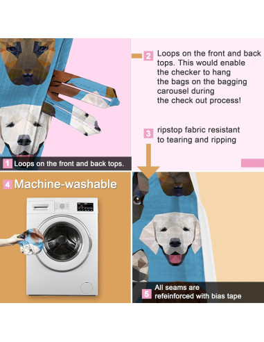 BeeGreen Bolsas de Compras Reutilizables 6 Piezas Diseño Animales