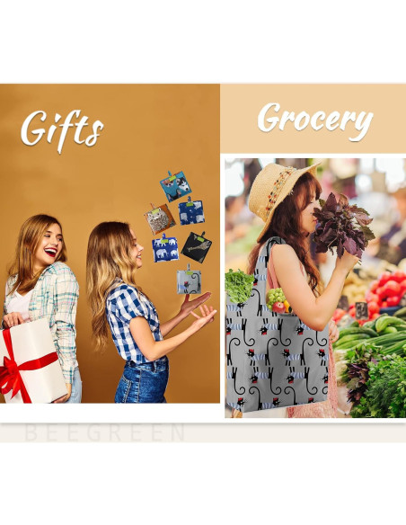 BeeGreen Bolsas de Compras Reutilizables 6 Piezas Diseño Animales