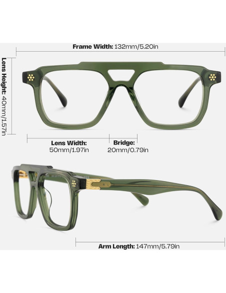 Gafas Aviador Retro Zeelool Hombres Acetato Lentes Luz Azul Gafas Aviador Retro Zeelool Hombres Acetato Lentes Luz Azul