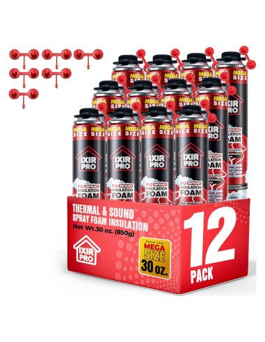 Espuma de Aislamiento en Spray ixirpro 12 Latas 850 g Alta Densidad