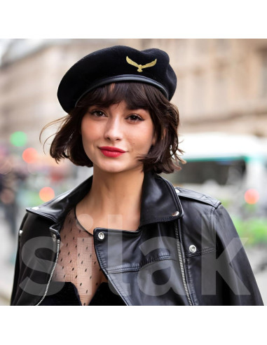 Gorra Boina Militar SILAK Azul Unisex de Lana Premium