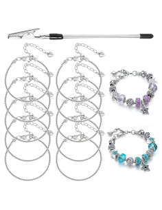 10 Pcs Pulsera de Serpiente Ajustable ZYEHXED 20 cm Plata