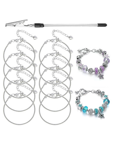 10 Pcs Pulsera de Serpiente Ajustable ZYEHXED 20 cm Plata