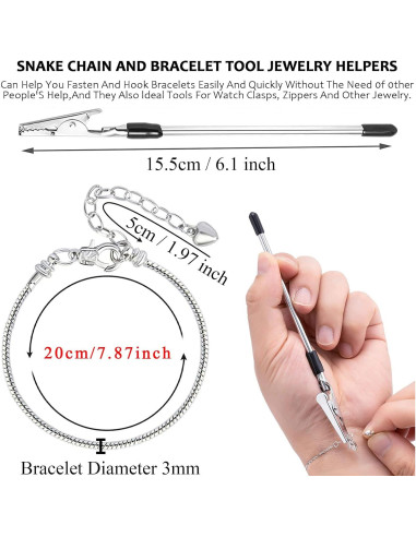 10 Pcs Pulsera de Serpiente Ajustable ZYEHXED 20 cm Plata