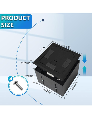 Kit de enchufe oculto empotrado KYHSHJ 2x20A USB-A RJ45 Negro