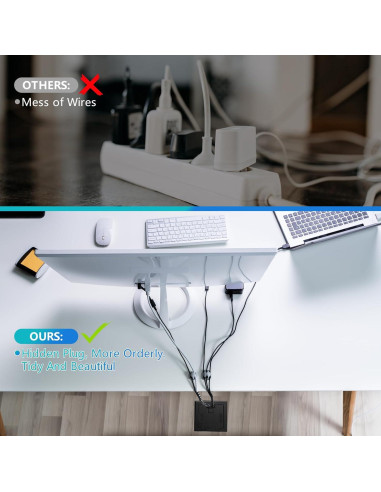 Kit de enchufe oculto empotrado KYHSHJ 2x20A USB-A RJ45 Negro