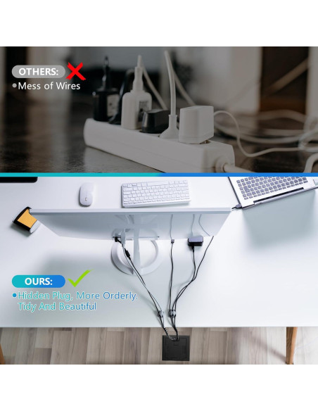 Kit de enchufe oculto empotrado KYHSHJ 2x20A USB-A RJ45 Negro