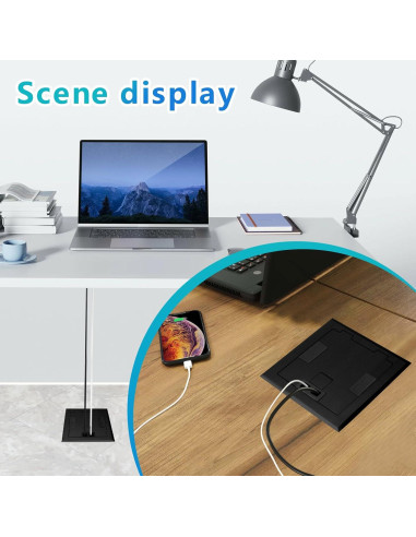 Kit de enchufe oculto empotrado KYHSHJ 2x20A USB-A RJ45 Negro