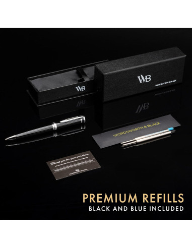 Bolígrafo de Lujo Wordsworth y Black Cromo Negro Recargable