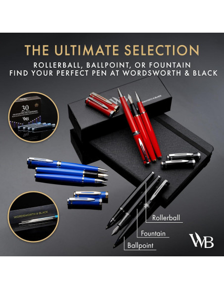 Bolígrafo de Lujo Wordsworth y Black Cromo Negro Recargable