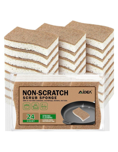 Esponjas de Limpieza AIDEA 24 Unidades Sin Rayar - Celulosa Natural