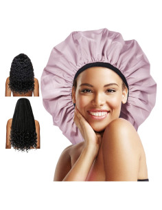 Gorro de Ducha Extra Grande Auban Rosa Impermeable Satén XL