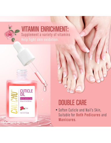 Aceite para Cutículas CHUCHU 15ml Rosa y Jojoba Hidratante
