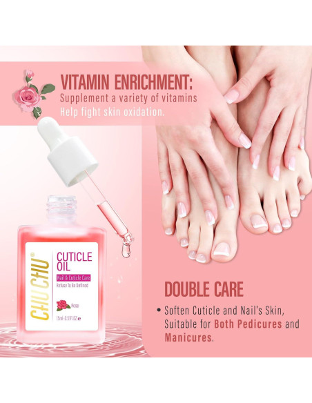 Aceite para Cutículas CHUCHU 15ml Rosa y Jojoba Hidratante