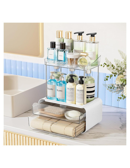 Organizador de Encimera de Baño Delamu 2 Cajones 4 Niveles