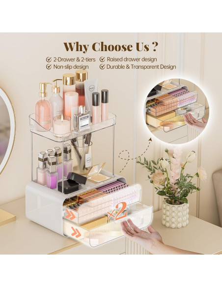 Organizador de Encimera de Baño Delamu 2 Cajones 4 Niveles