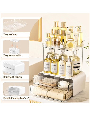 Organizador de Encimera de Baño Delamu 2 Cajones 4 Niveles