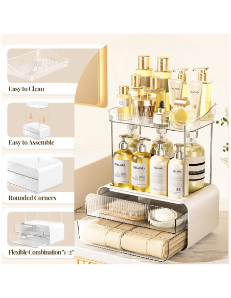 Organizador de Encimera de Baño Delamu 2 Cajones 4 Niveles