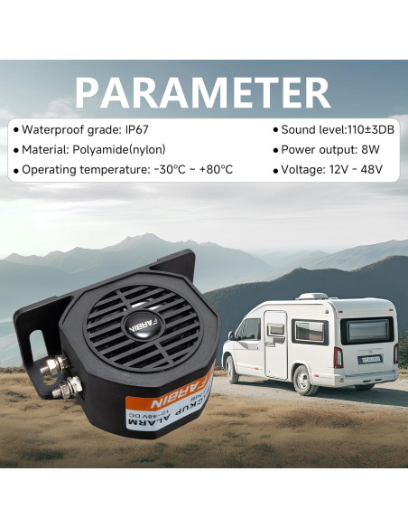 Alarma de Respaldo FARBIN 110dB 12V-48V Impermeable