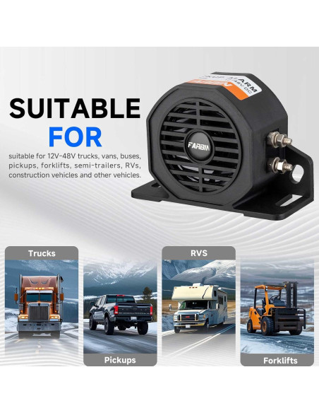 Alarma de Respaldo FARBIN 110dB 12V-48V Impermeable