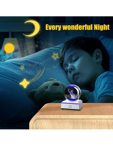 Bola de Cristal 3D Gato YU FENG con Base LED Colorida 5,08 cm