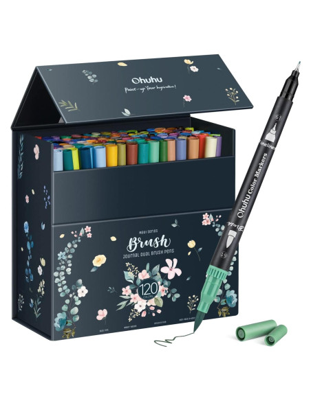 Marcadores Ohuhu Doble Punta 120 Colores a Base de Agua