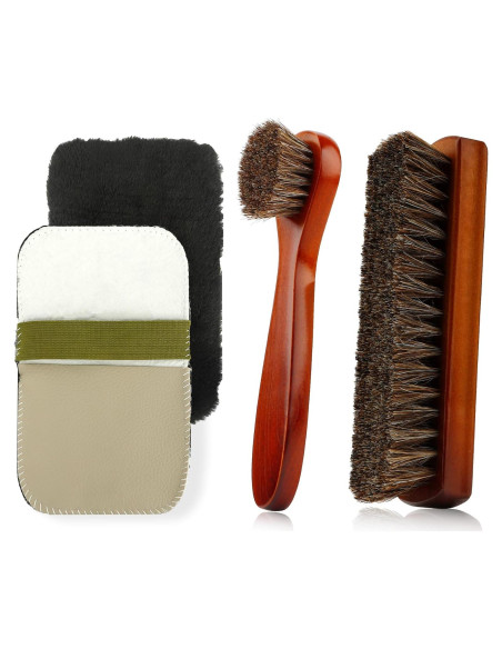 Cepillo para zapatos Zanzike 3 piezas crin de caballo y paño