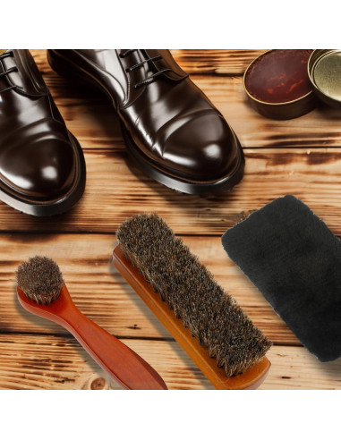 Cepillo para zapatos Zanzike 3 piezas crin de caballo y paño
