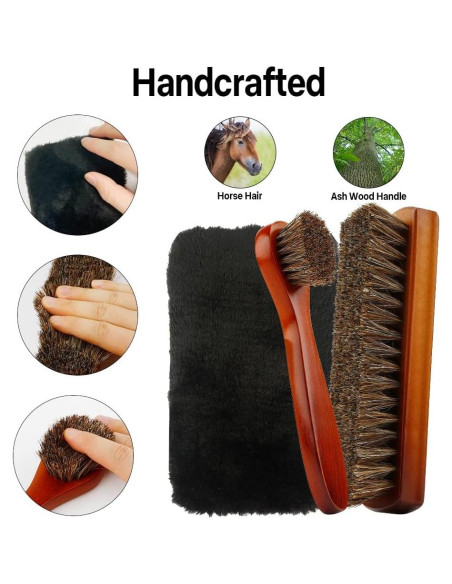 Cepillo para zapatos Zanzike 3 piezas crin de caballo y paño