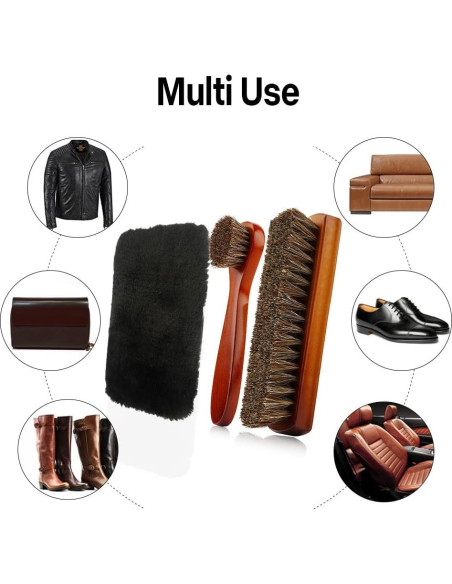 Cepillo para zapatos Zanzike 3 piezas crin de caballo y paño