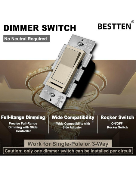 Interruptor Regulable BESTTEN Oro Champán Mate 150W LED/CFL