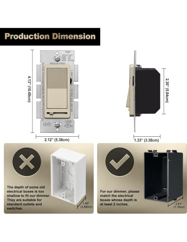 Interruptor Regulable BESTTEN Oro Champán Mate 150W LED/CFL