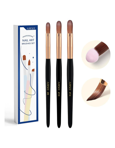 Set de Brochas Acrílicas Airsee 3 Pcs - Tamaños 8, 10, 14