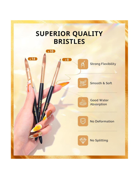 Set de Brochas Acrílicas Airsee 3 Pcs - Tamaños 8, 10, 14