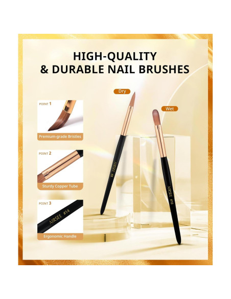 Set de Brochas Acrílicas Airsee 3 Pcs - Tamaños 8, 10, 14