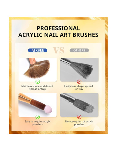 Set de Brochas Acrílicas Airsee 3 Pcs - Tamaños 8, 10, 14