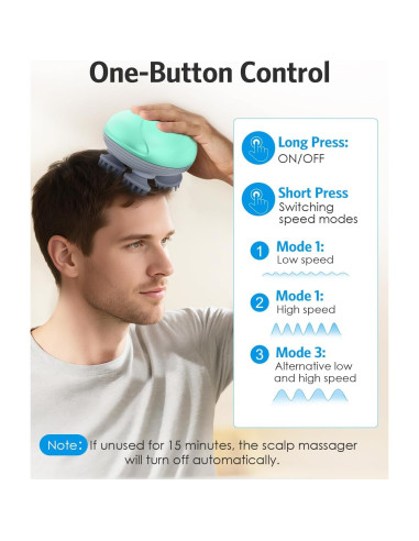 Masajeador Eléctrico de Cuero Cabelludo AMIR Verde, 96 Nodos