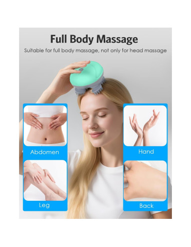 Masajeador Eléctrico de Cuero Cabelludo AMIR Verde, 96 Nodos