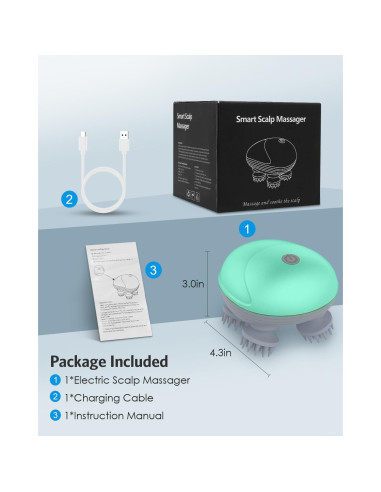 Masajeador Eléctrico de Cuero Cabelludo AMIR Verde, 96 Nodos